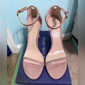 Stuart Weitzman 105 Nudist size 9.5 Mauve Taupe Gloss